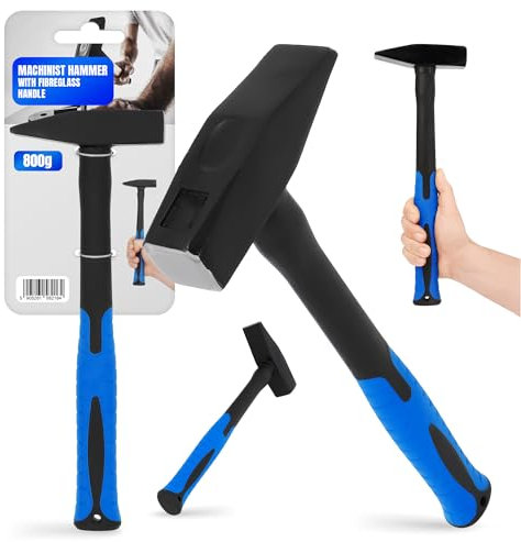 Marteau de Serrurier Menuisier Mécanicien 800 g Manche en Fibres de Verre Charpentier en Acier pour Gros Clous Faibles Vibrations Antidérapant