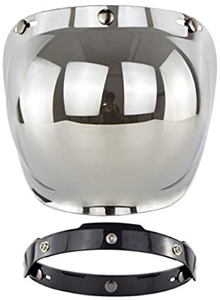 Visiera a Bolla, Visiera a Bolla Retrò Per Moto, Uso Flessibile, Lente Per PC, Parabrezza Per Casco a 3 Scatti, con Set di Cornici, Per Casco a 3 Scatti