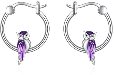 Eule Ohrringe für Damen Mädchen 925 Sterling Silber Eule Tier Creolen Ohrringe Schmuck Geschenk