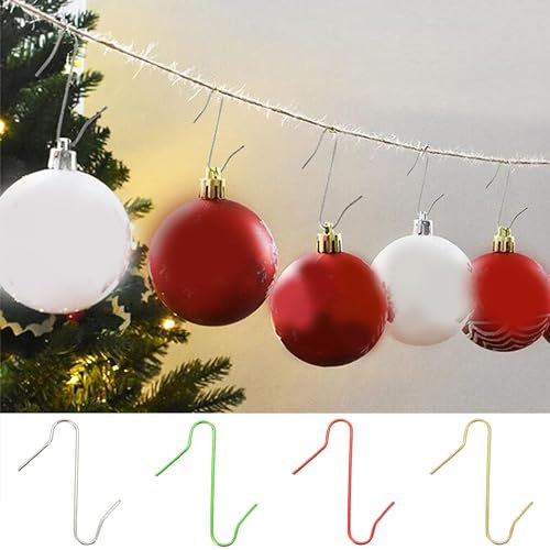 NZDFH 50 Stück Kugelaufhänger S Haken für Weihnachtskugeln, Haken Klein Schnellaufhänger für Weihnachtsbaumschmuck, Aufhänger für Christbaumkugeln Weihnachtsbaumkugeln, Wiederverwendbar, Silber