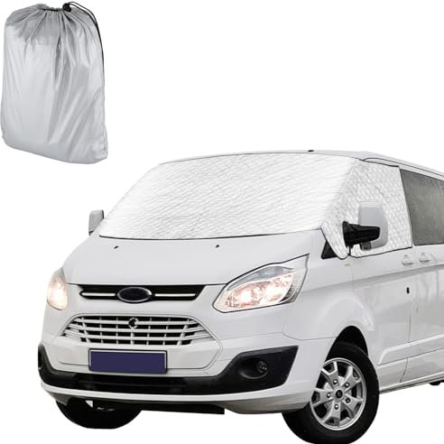 NIGOOLATA Protector de Parabrisas para Ford Transit Custom Cubierta para Parabrisas Delantero, Bloquea Los Rayos UV, Protector de Parabrisas Delantera Resistente Intemperie de Cubierta de Camping