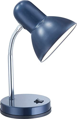 Globo Schreibtischlampe Tischleuchte Leselampe | Kunststoff | Metall | Blau | Chromfarben