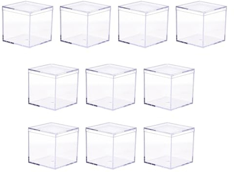 rockible 10 x kleine Acryl-Vitrine, Behälter, Süßigkeiten-Box zum Basteln, Druckguss-Modell, 4.5x4.5x4.5cm