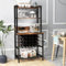COSTWAY Casier à Vin Industriel de 24 Bouteilles, 4 Étagères de Rangement, Porte-Verre, Porte Bouteilles, Prises de Courant, 2 USB, pour Bar, Cuisine, 48 x 76 x 162,5 cm, Marron Rustique