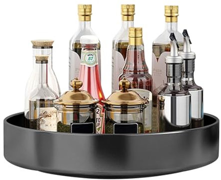 Lazy Susan - Organizador de platos giratorios de acero inoxidable 32 cm, bandeja giratoria multifunción y giratorio para especias, organizador giratorio para especias