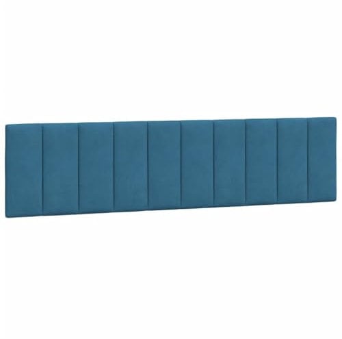 vidaXL Kopfteil Kissen Hanko, Kopfteilkissen mit Linien-Design, Bett Kopfkissen mit Klettverschlüssen auf Rückseite, Kopfteilpolster Kopfpolster, Blau 200cm Samt