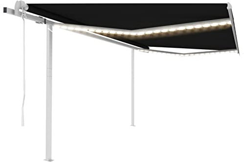 Tidyard Markise Elektrisch mit LED & Windsensor 4x3 m Anthrazit