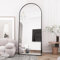Beauty4U Full Length Mirror Arched Top, 200x100cm Large Free Standing Mirrors, Floor Mirror with Black Aluminum Alloy Frame for Living Room or Bedroom, Hanging or Leaning