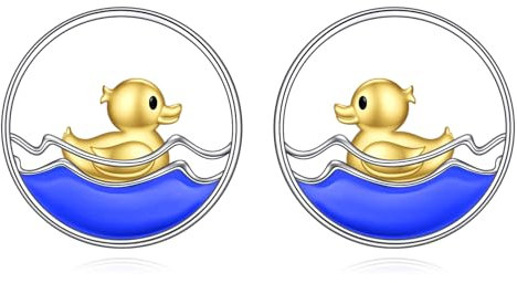 POPLYKE Ente Schwimmen Ohrringe für Frauen Sterling Silber Ente Ohrstecker Schwimmen Geschenke (Ente)