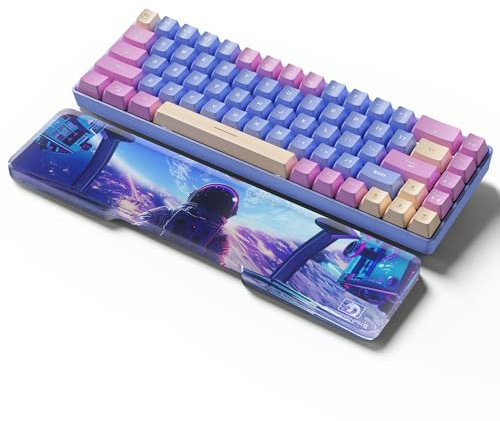 MAMBASNAKE Keyboard Wrist Rest for 68 Key 65% Keyboard - CNC Acrylic Keyboard Hand Support Palm Rest with Astronaut UV Printing Pattern - Anti-Slip Rubber Feet for Gaming/Typing - 13 x 3.1in - Blue