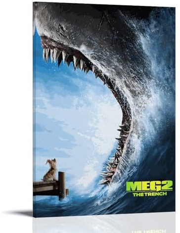 TSNKNP Megalodon Movie Poster Dekorative Malerei Leinwand Wandkunst Wohnzimmer Poster Schlafzimmer Malerei,Wandkunst Bilddruck Moderne Familienzimmer Dekor 16x24inch(40x60cm)