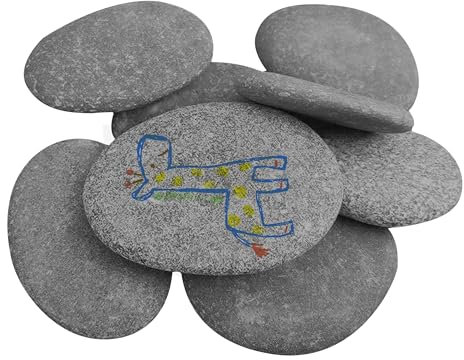 Lot de 10 pierres plates à peindre - 7 à 9 cm - Grands galets lisses - Pierres décoratives naturelles - Pour mandala, jardin zen, pots de fleurs et aquariums
