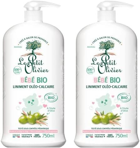 LE PETIT OLIVIER - Liniment Oléo-Calcaire - Bébé Bio - Dès La Naissance - Nettoie En Douceur Les Fesses De Bébé - Certifié BIO - 100% D'Origine Naturelle - Testé Sous Contrôle Pédiatrique - 750 ml