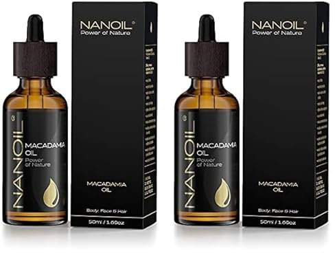 NANOIL Macadamiaöl – natürliches reines kaltgepresstes ungeröstetes Macadamiaöl. Pflegeöl für Haar Körper und Gesicht ml. Naturpflege Lieferung der Nährstoffe Schutz und Kräftigung, 50 milliliter