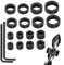 16 Piezas Topes de Profundidad Brocas WISIRENT, 2 * 3/4/5/6/8/10/12/16mm Negro Tope de Profundidad para Taladro, Taladro Anillo Posicionador con La Llave Hexagonal para Taladro Anillo Posicionador