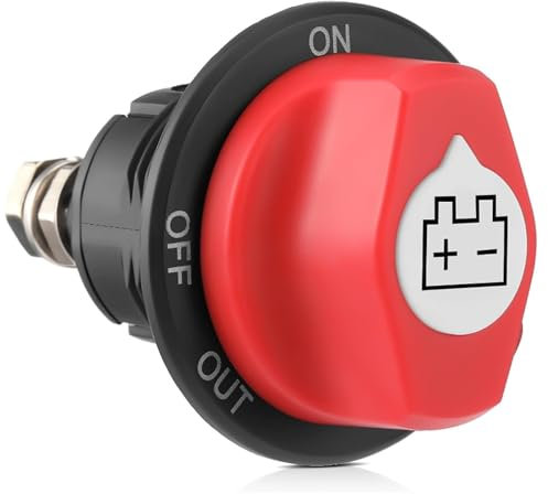GIONAR Battery Isolator Switch 12-32V, 100A Power Cut-Off Switch, On-Off Battery Disconnect Switch for Marine, Boat, RV, ATV, Car, UTV, Vehicle(On-Off-Out)