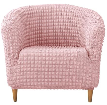Hearda Housse Fauteuil 1 Place, Polyester Seersucker Extensible Housse Fauteuil, Housse Fauteuil Club Lavable, Protecteur de Tub Chair, Housse Fauteuil Cabriolet (Rose)