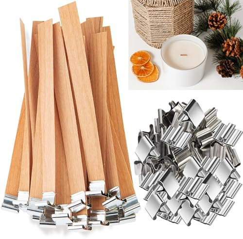 CZ Store®- Kerzendochte X30 |+30 Eisenständer| holzdochte für Kerzen 13 cm- holzdocht Kerze Natürliche Umweltfreundliche Langlebig/geruchlos - Mit PDF-Anleitung zur Kerzenherstellung