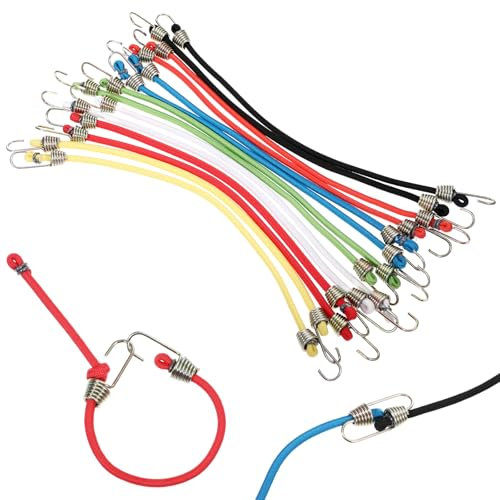 14 Stück Spanngummi mit Haken, Expander mit Haken Mehrfarbige Elastische Vielzweck Gummi Spanngurte 25cm Gummispanner Gepäckspanner für Motorrad, Möbel, Auto, Fahrrad