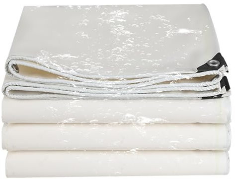 Bâche de Protection 4 x 8 m Résistante à La Pluie Indéchirable Bâche Piscine Bâche de Bateau avec Œillets Renforcés pour Balcon, Bac à Sable, Blanc