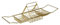 Fenteer Bath Basin Rack, Bath Tub Table Board, Bathtub Shelf Wire Bathing Rack, over Bathtub Tray, Bath Tub Rack for Shampoo, Soap, Gold with Stand