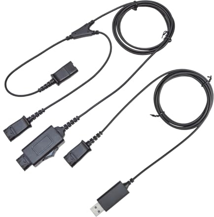 daily headset Y-Splitter Adapter Y-Training Cable with Mic Switch Compatible with Plantronics QD, Other End USB Type A Plug 8 FT