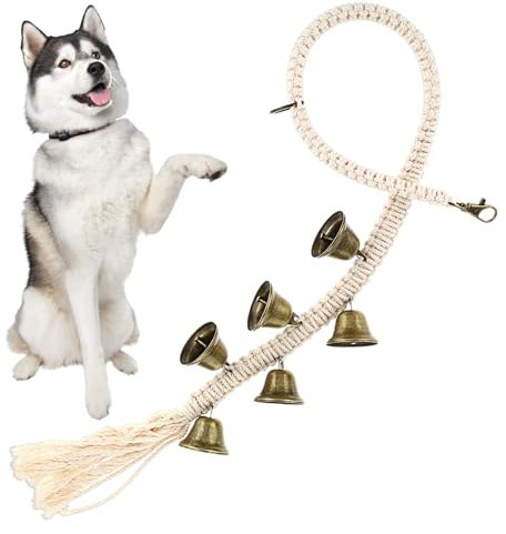 Aysatogc Dog Puppy Potty Training DoorBells, Dog Door Bell Ring to Go Potty Adjustable Puppy Train Bells for Dogs Training Puppies Essentials Accessories for Small Medium Large Dogs Beige