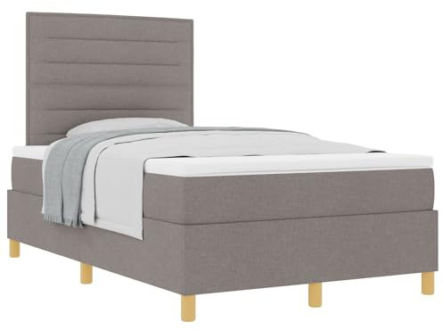 vidaXL Modernes Taubefarbenes Bettgestell 120 X 200 cm | Stylisches Design mit Linien Langlebiger Stoff und Holz Elegante Schlafzimmermöbel Einfache Montage Queen Holzbett für Erwachsene