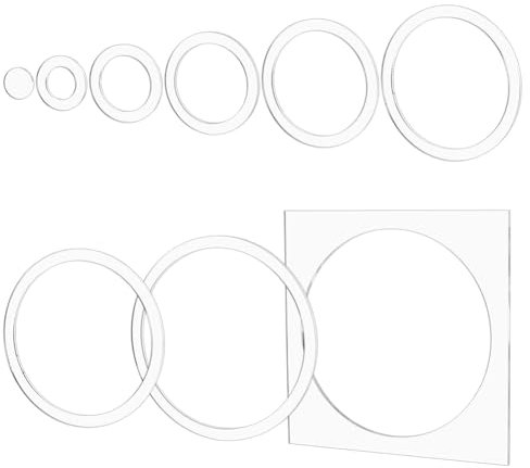 BENECREAT 9Pcs Ring Router Templates, 10/8.5/7.6/6.6/5.5/4.5/3.5/2.5/1.5 Inch Transparent Acrylic Tracing Template, Router Inlay Template for Woodworking, Craft