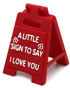 DWENT Schild A Little Sign To Say I Love You, romantisches rotes Kunststoffschild für sie/ihn, 5,6 cm x 3,8 cm, aufmerksames Geschenk für Dates, Jubiläen und Valentinstag – Geschenkidee für Freund
