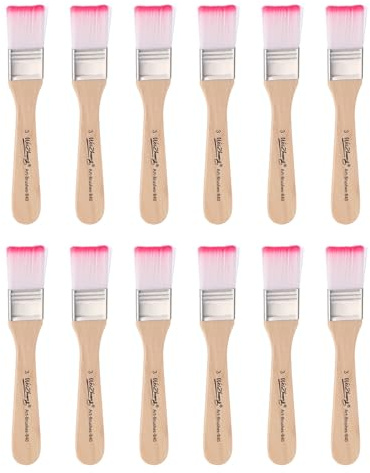 sourcing map 20pcs Small Paint Brushes 0.9 Flat Paint and Chip Nylon Brushes with Wooden Handle for DIY Art Painting Furniture Cabinet Fences Deck Wall Door Trim, Red