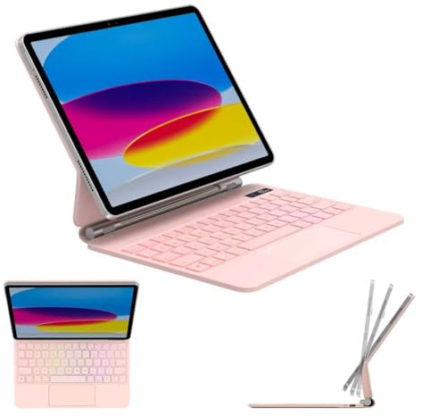 TECHGEAR Keyboard Case for Apple iPad Air 11 (M3 2025/M2 2024, Air 5th/4th Gen, Magnetic Floating Stand, Precision Multi-Touch Trackpad, 7 Color Backlight, QWERTY for iPad Pro 11 (4th/3rd/2nd/1st)