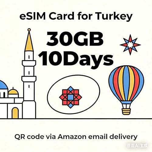 eSIM Card for Turkey Prepaid eSim Card Pay as You go No Contract Datapackage 30GB-10Days