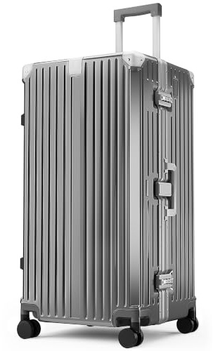 ALPHA CAMP Koffer XXL Hartschale mit TSA Schloss Koffer Groß Grau 105L | Vor Allem Aluminium Rahmen & Polycarbonat Reisekoffer 43x36x83cm Reisekoffer Handgepäck Rollkoffer Luggage für Reise