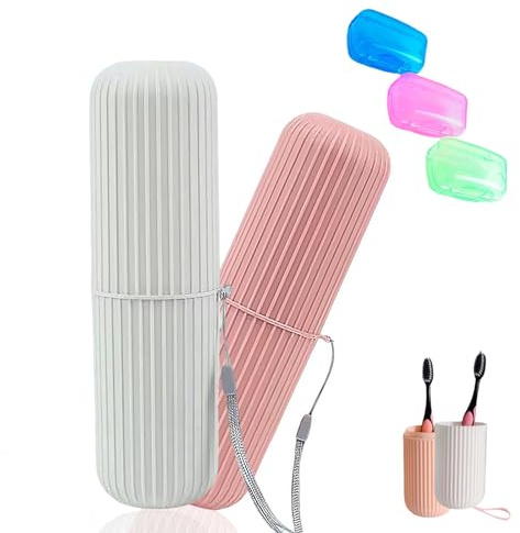 FISH DRAGATE 2 pcs porta spazzolino da viaggio,portaspazzolini con 3 copri spazzolino,custodia portatile per spazzolino da denti,elettrico portaspazzolino,per scuola, campeggio, casa, viaggi di lavoro