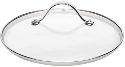Vogue Glass Saucepan Lid Cover 21cm CS545 | Traps heat to accelerate cooking times, with a raised handle for safer lifting and clear visibility to monitor food.