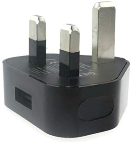 TECHNOPLAY LTD 3 Pin USB 1A Charger UK Wall Plug compatible with MP3/4 players, iphone X/8 7 7 Plus 6 6S + Plus 5S, iPad/Ipod Samsung Galaxy/HTC/PDAs,TomTom, Navman, Blackberry (Black)