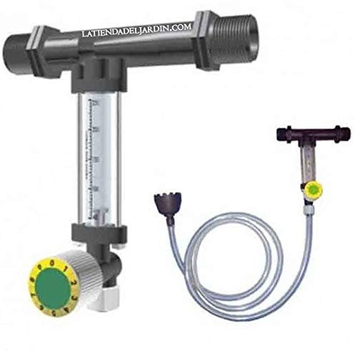 Suministros Infantes INYECTOR Venturi Fertilizante 25Ø 3mm con Llave dosificadora de precisión. Caudal máximo riego 588 l/h. Caudal máximo Fertilizante 40 litros a 3 Bar. Rosca Macho 3/4