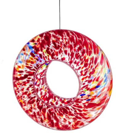 Sienna Glass Hanging Bird Feeder – Handcrafted Red/Orange Glass Feeder with Pre-Attached Cable – Ideal for Garden Décor and Birdwatching
