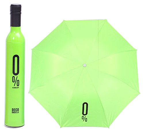 Maibar Sonnenschirm UV Taschenschirme Weinflasche Regenschirm Stockschirme Klappschirme Leicht 8 Knochen für Frauen (Grün)