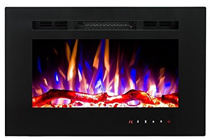 2025 TruFlame PREMIUM PRODUCT 26inch Black Wall Mounted Electric Fire with 3 colour Flames and can be inserted (Pebbles, Logs and Crystals)!