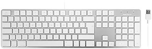 Macally SLIMKEYPROA-ES USB-Tastatur für Mac mit 104 Tasten, ultradünn und in voller Größe, Spanisch