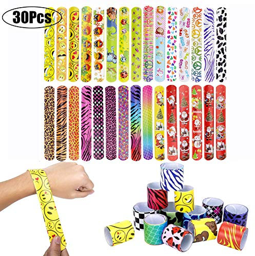 LATERN 30Pcs Bunte Schnapparmbänder für Kinder, Verschiedene gemischte Muster Kreise Retro Slap Armbänder Schnapparmbänder Erwachsene Party-Pakete