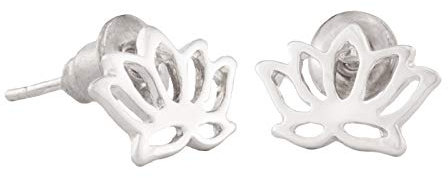 Ohrstecker Lotus Blume 18karat vergoldet | Trendschmuck | Talisman | Frauenohrring | Geschenkidee (Silber)