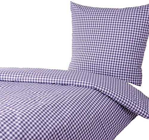 Hans-Textil-Shop Bettwäsche Karo 1x1 cm Baumwolle - Reißverschluss, Kariert, Karomuster, Landhaus, Bettbezug (Grau, 155x220 80x80 cm)