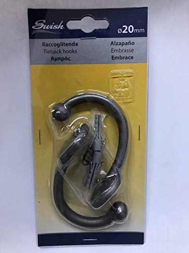 Swish Recogedor de cortina con gancho para puerta de embrass, color antracita