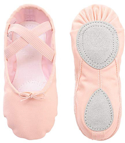 Scarpe Danza Classica Tela Scarpette da Danza per Bambini Ragazze Donne Adulto Rosa 26