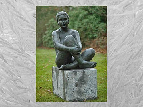 IDYL Bronze-Skulptur Nackte Frau sitzend | 80x45x68 cm | Klassische Bronze-Figur handgefertigt | Gartenskulptur oder Wohnbereich-Dekoration | Hochwertiges Kunsthandwerk | Wetterfest