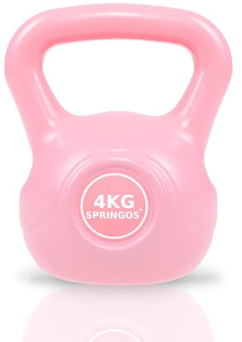 SPRINGOS Kettlebell Kugelhantel 4 kg Rosa Schwunghantel für Frauen Gewichtheben Sportgerät