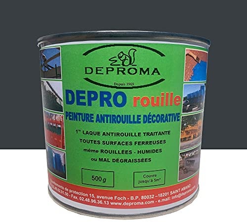 DEPROMA | Peintures glycéro | fer antirouille métaux | 500g | Protection contre la rouille - Gris - RAL 7016